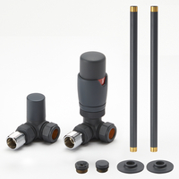 Heizkörper-Eckventilset thermostatisch inkl. Rohrstücke für 15mm Kupferrohre,  in Anthrazit - Hudson Reed