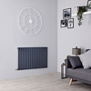 Heizkörper mit Strom & Stecker Elektrisch Horizontal Anthrazit,  Breite ab 413mm,  Heizelement & Kabelabdeckung wählbar – Revive Hudson Reed