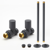 Heizkörper-Ventilset,  Durchgang,  mit Rohrstücke für 15mm Kupferrohre,  Anthrazit - Hudson Reed