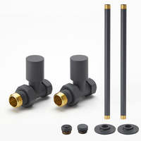 Heizkörper-Ventilset,  Durchgang,  mit Rohrstücke für 15mm Kupferrohre,  Anthrazit - Hudson Reed