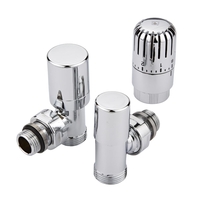 Heizkörper-Winkelventile,  Paar,  thermostatisch,  mit Eurokonus Adapter für 14mm Kunststoff-Mehrschichtverbundrohr,  Chrom