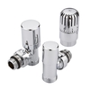 Heizkörper-Winkelventile,  Paar,  thermostatisch,  mit Eurokonus Adapter für 14mm Kupferrohr,  Chrom