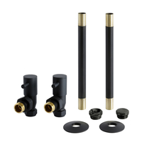 Heizkörper-Winkelventilset inkl. Rohrstücke für 15mm Kupferrohre,  in Schwarz - Hudson Reed