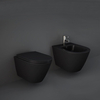 Hänge-Toilette & Bidet-Set ohne Spülrand,  in Mattschwarz - inkl. Sitz mit Absenkautomatik – Rak Feeling x Hudson Reed