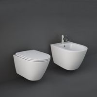 Hänge WC & Bidet-Set inkl. Sitz mit Absenkautomatik,  ohne Spülrand - Mattweiß – Rak Feeling x Hudson Reed