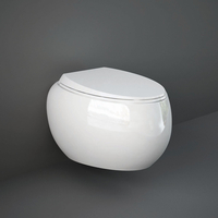 Hänge-WC ohne Spülrand oval Sitz mit Absenkautomatik Glanz-Weiß – RAK Cloud x Hudson Reed
