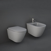 Hänge WC ohne Spülrand,  Sitz mit Absenkautomatik & Bidet-Set - Mattgrau – Rak Feeling x Hudson Reed