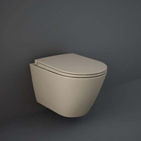 Hänge-WC ohne Spülrand Sitz mit Absenkautomatik 340mm x 360mm Cappucciono – RAK Feeling x Hudson Reed