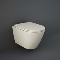 Hänge-WC ohne Spülrand Sitz mit Absenkautomatik 340mm x 360mm Mattgreige – RAK Feeling x Hudson Reed