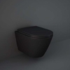 Hänge-WC ohne Spülrand Sitz mit Absenkautomatik 340mm x 360mm Mattschwarz – RAK Feeling x Hudson Reed