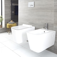 Hänge-WC und -Bidet Set Weiß,  inkl. Wandrahmen und Betätigungsplatte - Sandford