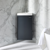 Hängender Eck-Waschtischunterschrank mit Waschbecken 450mm Anthrazit - inkl. Griffleiste für Möbel in Chrom – Edge