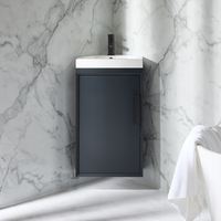 Hängender Eck-Waschtischunterschrank mit Waschbecken 450mm Anthrazit - inkl. modernem Möbelgriff in Schwarz – Edge