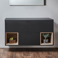 Hängender Waschtischunterschrank 1200mm - Schwarzgrau – Hoxton