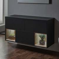 Hängender Waschtischunterschrank 1200mmmit LED - Schwarzgrau – Hoxton