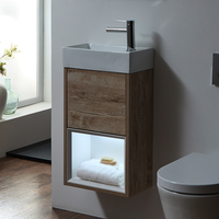 Hängender Waschtischunterschrank 400mm inkl. Waschbecken mit LED-Licht - helle Eiche - Hoxton