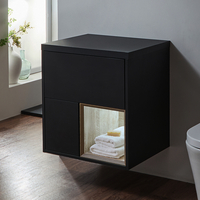 Hängender Waschtischunterschrank 600mmmit LED - Schwarzgrau – Hoxton