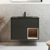 Hängender Waschtischunterschrank 800mm inkl. Elements-Waschbecken in Schwarz (Graphite) - Schwarzgrau - Hoxton