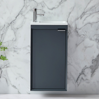 Hängender Waschtischunterschrank mit Waschbecken 400mm Anthrazit - inkl. Griffleiste für Möbel in Chrom – Edge