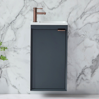 Hängender Waschtischunterschrank mit Waschbecken 400mm Anthrazit - inkl. Griffleiste für Möbel in gebürsteter Bronze – Edge