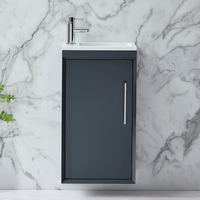 Hängender Waschtischunterschrank mit Waschbecken 400mm Anthrazit - inkl. modernem Möbelgriff in Chrom – Edge