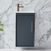 Hängender Waschtischunterschrank mit Waschbecken 400mm Anthrazit - inkl. modernem Möbelgriff in gebürsteter Bronze – Edge