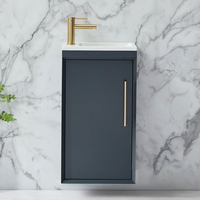 Hängender Waschtischunterschrank mit Waschbecken 400mm Anthrazit - inkl. modernem Möbelgriff in satiniertem Gold – Edge