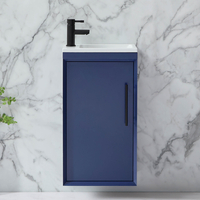 Hängender Waschtischunterschrank mit Waschbecken 400mm Dunkelblau - inkl. modernem Möbelgriff in Schwarz – Edge