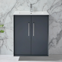 Hängender Waschtischunterschrank mit Waschbecken 610mm Anthrazit - inkl. modernen Möbelgriffen in Chrom – Edge