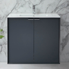 Hängender Waschtischunterschrank mit Waschbecken 810mm Anthrazit - inkl. Fingergriffe für Möbel in Chrom – Edge