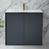 Hängender Waschtischunterschrank mit Waschbecken 810mm Anthrazit - inkl. Fingergriffe für Möbel in gebürstetem Messing – Edge