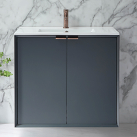Hängender Waschtischunterschrank mit Waschbecken 810mm Anthrazit - inkl. Fingergriffe für Möbel in gebürsteter Bronze – Edge