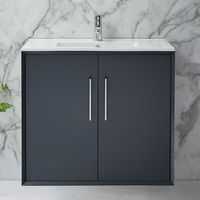 Hängender Waschtischunterschrank mit Waschbecken 810mm Anthrazit - inkl. modernen Möbelgriffen in Chrom – Edge