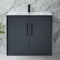 Hängender Waschtischunterschrank mit Waschbecken 810mm Anthrazit - inkl. modernen Möbelgriffen in Schwarz – Edge