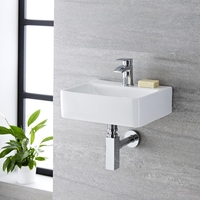Hängewaschbecken - Handwaschbecken fur Gäste WC - Rechteckig mit Hahnloch - Exton von Hudson Reed - 45 x 29, 5cm