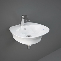 Hängewaschbecken oval 550mm x 460mm 1 Hahnloch Glanz-Weiß – RAK Sensation x Hudson Reed