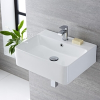 Hängewaschbecken,  rechteckig – 520mm x 420mm,  mit 1 Hahnloch – Exton