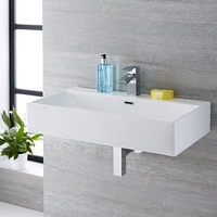 Hängewaschbecken,  rechteckig – 750mm x 420mm,  mit 1 Hahnloch – Sandford