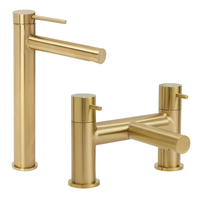 Hohe 1-Loch Waschtischarmatur & Badewannenarmatur satiniertes Gold - Otto