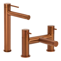 Hohe 1-Loch Waschtischarmatur & Badewannenarmatur satiniertes Kupfer - Otto