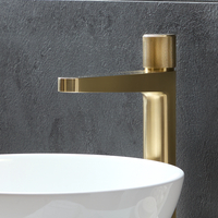 Hohe Waschtischarmatur 1-Loch mit Push Button,  in satiniertem Gold - Idro Hudson Reed