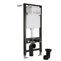 Hoher Unterputzspülkasten mit Rahmen für Hänge-WCs – inkl. Rechteckiger Betätigungsplatte in Weiß/Silber