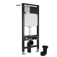 Hoher Unterputzspülkasten mit Rahmen für Hänge-WCs – inkl. Runder Betätigungsplatte in Schwarz