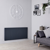 Horizontaler Design Heizkörper Anthrazit 635x1411mm 2503W mit versetztem Mittelanschluss - Hudson Reed