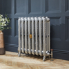 Horizontaler Gusseisen-Heizkörper doppellagig,  in Silber,  mit Blumenmotiv - 768mm x 272mm – Charlotte Hudson Reed