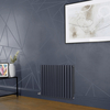 Horizontaler Heizkörper Elektrisch,  in Blau (Regal Blue) - Breite,  Thermostat und Kabelabdeckung wählbar - Revive Hudson Reed