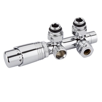 Hudson Reed - Chrom Hahnblockwinkelventil mit verchromten Thermostatkopf und wählbaren Adaptern