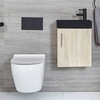 Kompaktes Waschbecken Schwarz mit Unterschrank Wandmontage Eiche 400mm - Cluo