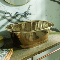 Kupfer Aufsatzwaschbecken 530mm x 345mm in Messing (ohne Hanloch) - Hudson Reed