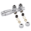 Mittelanschlussgarnitur Eck-Ausführung Manuell & thermostatisch Chrom inkl. Multiadapter für 14mm Kupferrohre im Set